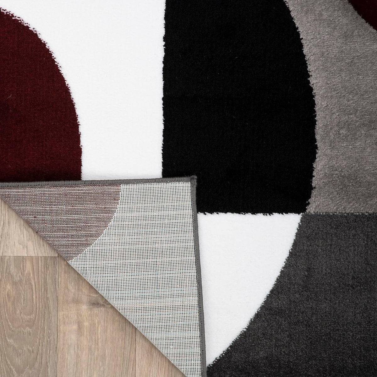 Circles Modern Soft Living Room Runner Rug Burgundy 2' X 7'2"