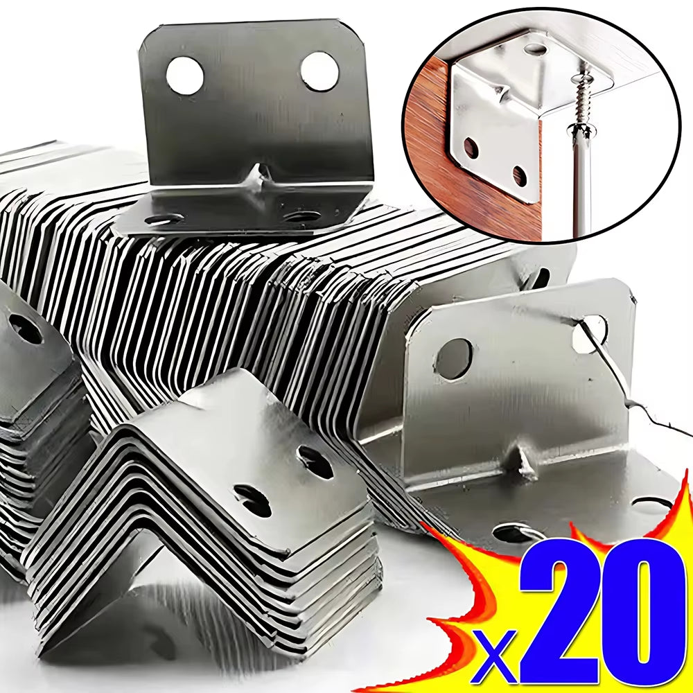 20Pcs Angle Iron Board Table, Chair, Cabinet, Wardrobe, Fixed Connector, 90-Degree Angle Iron Plate Bracket
