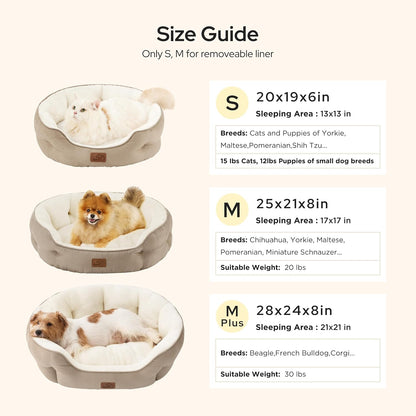 Small Dog Bed Washable,Round Cat Beds for Indoor Cats,20In Camel
