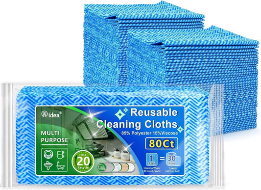 Cleaning Wipes, Multi-Purpose Towel Reusable Cleaning Cloths-80Ct(1 Pack), Domestic Wipes, Dish Cloths-(12''X24'')
